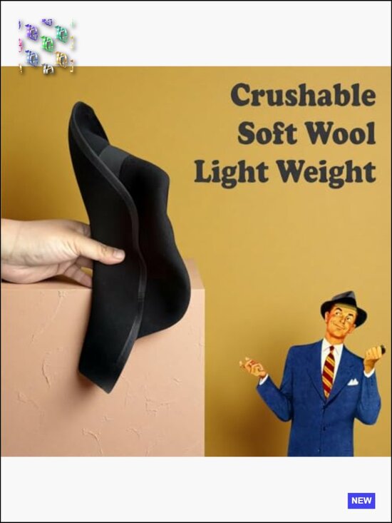 Soft Wool Fedora Hat Crushable Dress Wide Brim Unisex Classic Chic main image 6